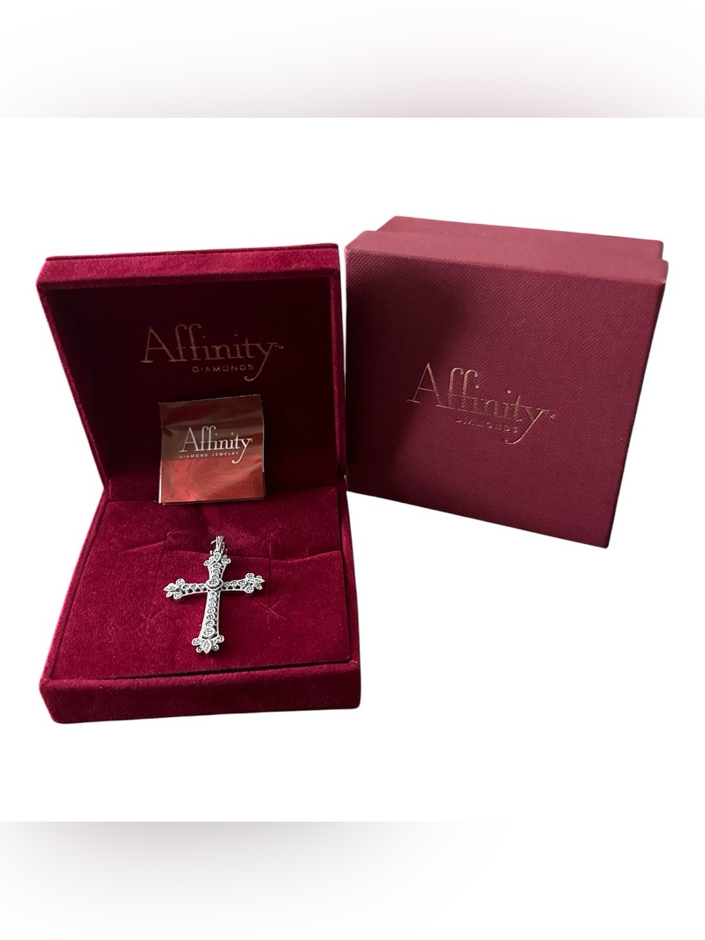 Affinity Diamonds QVC Cross Pendant Sterling Silver Diamond Filigree Gothic NIB